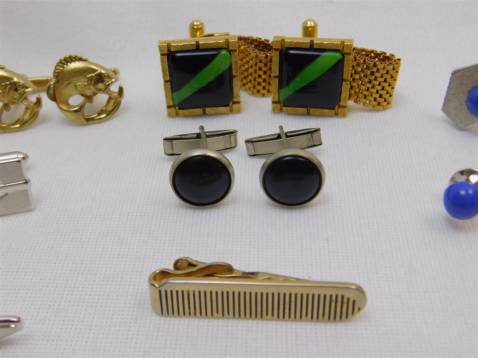 Винтажный лот из 12 зажимов для галстука цепочки запонки звенья Swank Dante Mercury Ind Hickok - Изображение 3 из 4