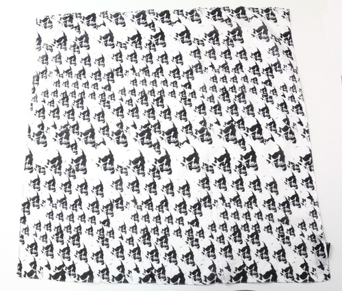 JOHN RICHMOND Men Handkerchief OS White Pure Cotton Skull Patterned Lightweight