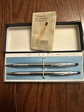 Vintage Cross Chrome Silver Pen and Pencil Set 3501 Boxed Made in USA