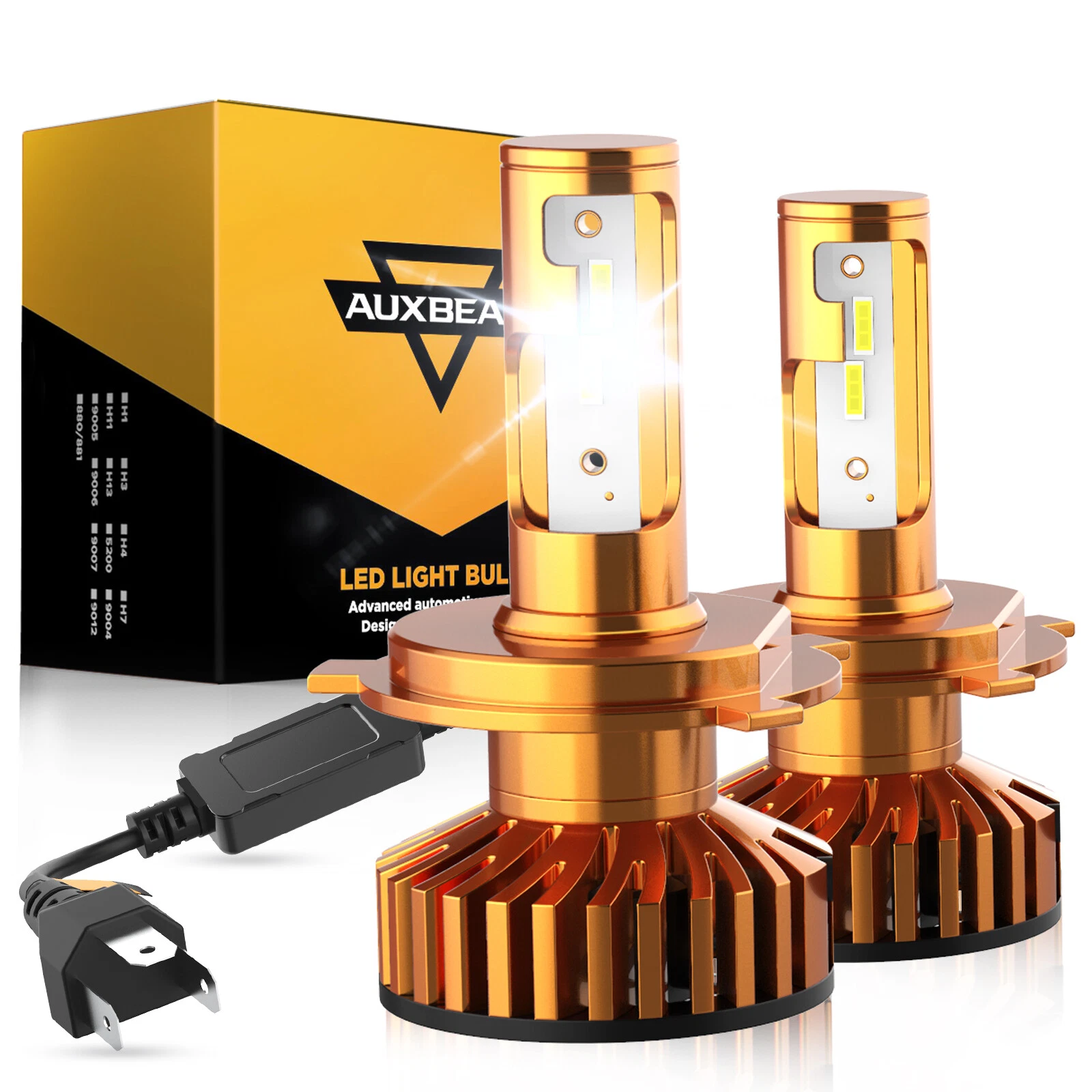 AUXBEAM F2 H4 9003 LED Headlight Bulbs Car & Truck High Low Beam Kit 6500K White