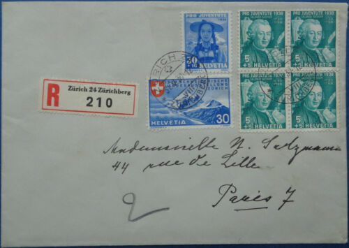 Suisse, jolie lettre recommandée de 1939 pour la France - Photo 1/2