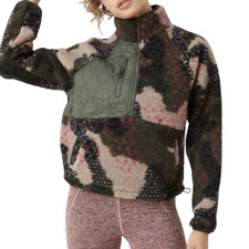 Joy Lab Women's Sz Xs 1/2 Zip Sherpa Pullover Sweatshirt Camo Print Jacket