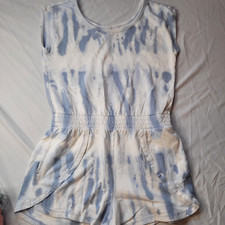 Athleta girls tie dye romper 14 blue white