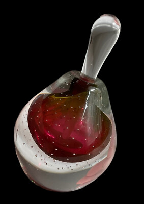 Vintage Fire Island Perfume Bottle Signed M Labarbera P Fain Pear Art Glass