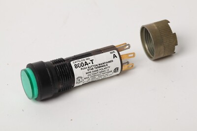 #ad Allen Bradley 800A T Push Button Maintained Green Round 1A 125VAC 28VDC $15.00