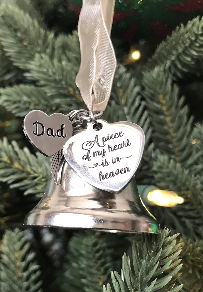 Ornamento conmemorativo de papá y mamá - Campana de un pedazo de mi corazón para Navidad en el cielo Foto 4 de 4