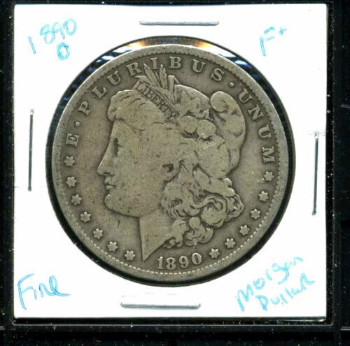 1890 O F Morgan Dollar 100 Cent American 90% Silver U.S.A $1 US FINE Coin #8367