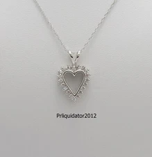 1/3CT Natural Round Diamond Heart Pendant Choker Necklace 10K White Gold