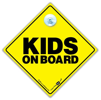 IWANTTHATSIGN.COM KIDS on Board Sign, Big, Bold & Super Bright Baby on Board Sign With Suction Cup