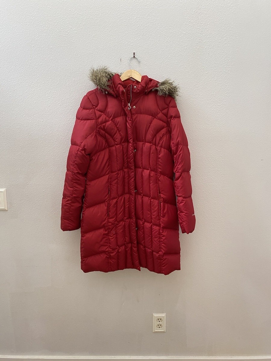 Eddie Bauer Lodge Down Duffle Red Long Puffer Quilted Coat XLT