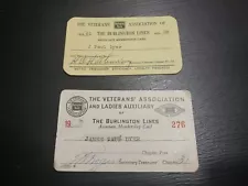 Rare Veterans Association of Burlington Lines Railroad Membership Cards 1961 63