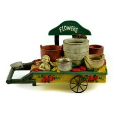 Garden Flower Cart on Wheels,  Flower Wheelbarrow,  Spring Garden Cart 