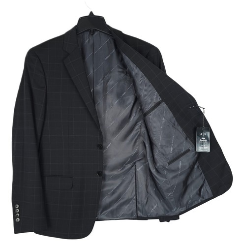 Armani Exchange Men's Slim-Fit Stretch Wool Suit Jacket Black Windowpane 38R NWT - Picture 2 of 7