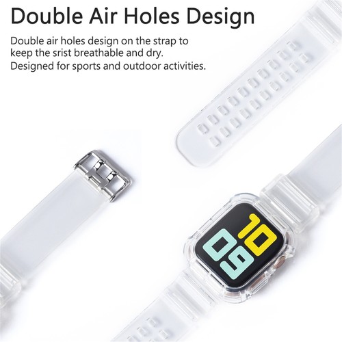 For Apple Watch 38/40/42/44mm Gel Band Strap+Rugged Case Clear Glitter - Picture 2 of 16