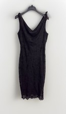 Giorgio Fiorlini Midi Dress Womens 14 Cowl Neck Black Y2K Glitter Sheer Lined