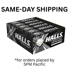 Halls Black Extra Strong Menthol Negras Hard Candy- 12 Pack