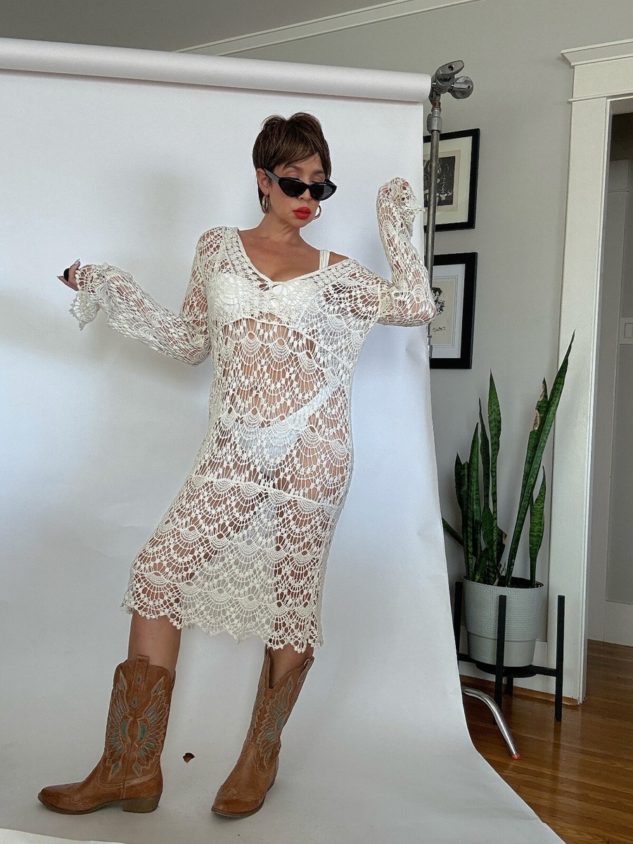 Vintage Crochet Midi Dress View 3