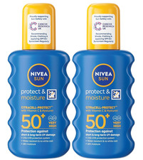 2 x NIVEA Sun Protect & Moisture Spray SPF50+ Water Resistant Sunscreen 200ml 31.23 per litre