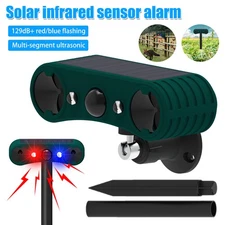 Solar Outdoor Wireless Motion Sensor Alarm 2*130db Loud Noise Maker 13 Sounds