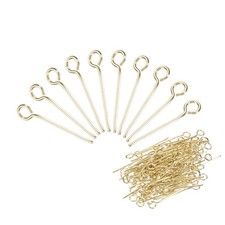 200Pcs Eye Pins Jewelry Findings 22 Gauge 16mm Stainless Steel Eye Pins, Gold