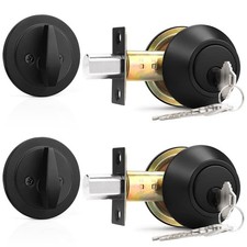 Probrico Keyed Alike Single Cylinder Deadbolts Flat Black, Keyway Keys