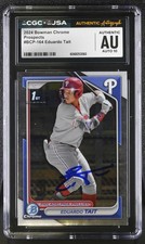 EDUARDO TAIT SIGNED 2024 BOWMAN CHROME PROSPECT CARD #BCP-164 CGC AU JSA 10 AUTO