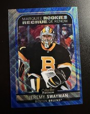 2021-22 O-Pee-Chee Platinum #205 Jeremy Swayman Marquee Rookies Blue Surge RC