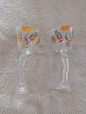 Vintage 1950s Gay Fad Beau Brummell Tipsy Martini Glasses hand painted Set Of 2
