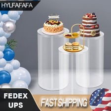 3Pcs Clear Round Cylinder Pedestal Stand for Wedding Party Display Stand Decor