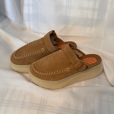 Hey Dude Delray Clog Suede Chestnut Brown Platform Mules Womens 11 44259-265