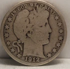 USA, 1912-D Barber Half Dollar, KM116, silver, .3617oz, Good, NR, 6-23
