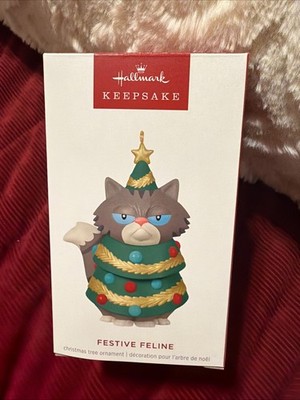 Hallmark 2025 FESTIVE FELINE Mint In Mint Box Keepsake Ornament SOLD OUT