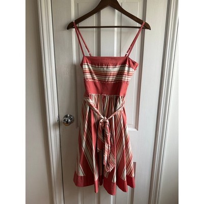 Viola Red and White Striped Cotton Sundress - Fit & Flare EUC Size 0