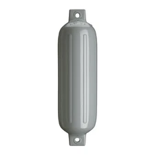 Single Inflatable Cylindrical 6.5" Diameter x 22" Gray PVC Ribbed Boat Fender