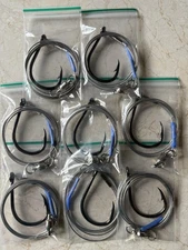 8 X Shark/Tope/Conger/Tuna?? 12/0 Circle. 200lb Nylon Wire Double Crimped Trace
