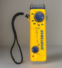 Vintage Yellow Ultronic Sports Pocket Radio with Antenna. TESTED Works 