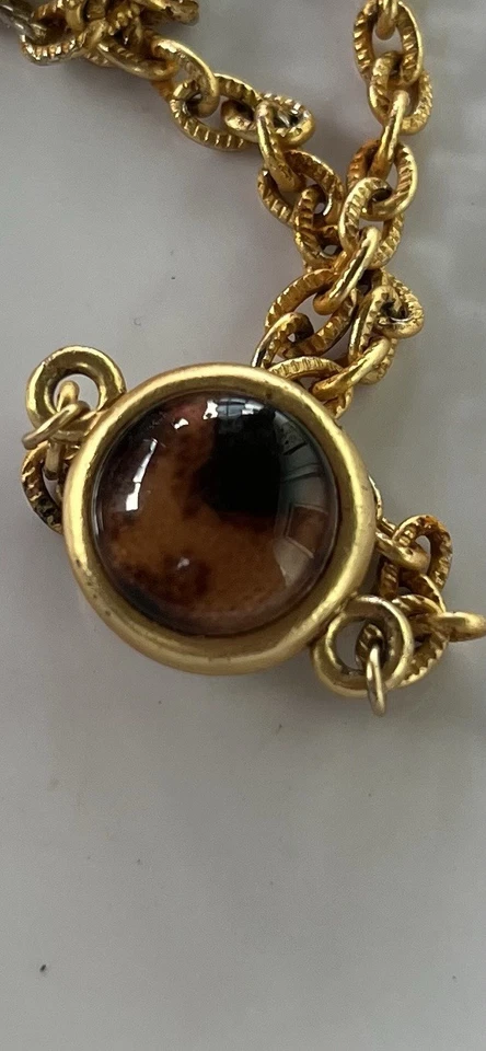 VINTAGE Gold Tone 36 Inch Statement Necklace Tiger’s Eye and Amber Beads - Image 4 of 4