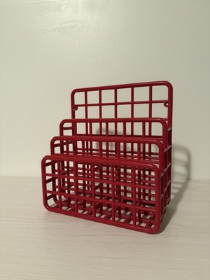 Vintage Yaffa Design Catch All Desk Plastic Storage Organizer Rack 1983 Red RARE