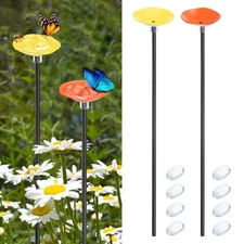 2-Pack Bee Watering Station, 11.8 Inch Metal Bee Bath  for Garden[Yellow/Orange]