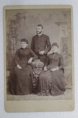 Cabinet Card Circa 1880s Man with two Women - Little Gem Gallery Sioux City Iowa