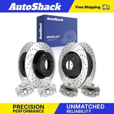 Front Rear Drilled Slotted Brake Rotors Calipers for Mitsubishi Lancer