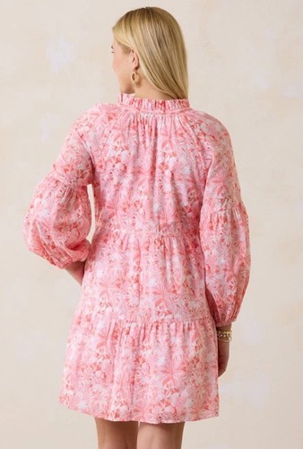 Tommy Bahama Petit Palma Ballon Sleeve Short Dress Paradise Pink Extra Small NWT - Picture 2 of 16