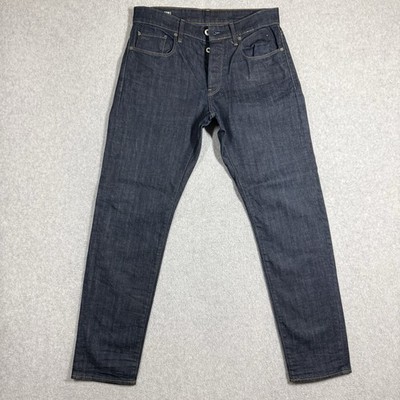 G Star RAW Jeans Men 30x32 Blue 3301 Slim Leg Dark Wash Button Fly Denim EUC