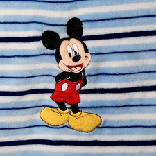 Disney Baby Mickey Mouse Striped Blue Lovey Security Blanket 28" X 37"