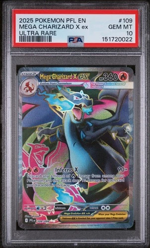 New Listing2025 POKEMON PFL EN-PHANTASMAL FLAMES ULTRA RARE #109 MEGA CHARIZARD X EX PSA 10