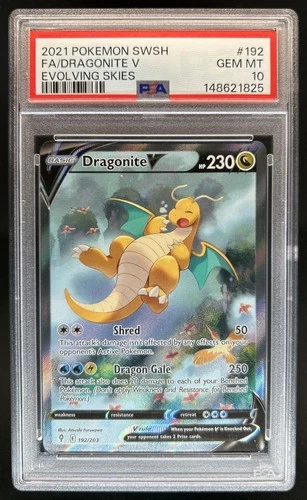 2021 Pokemon SWSH Evolving Skies Dragonite V #192/203 PSA 10 GEM MINT