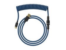 Skydiver Blue Coiled Braided USBC Mechanical Keyboard Aviator Cable Cord Hub