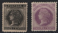 PEI #15-16  6c-12c  BLACK / violet   MNH OG  12P  QV  CENTS    ISSUE 1872