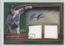 2011 Topps Finest Green Refractor Rookie Dual Relics /149 Zach Britton Auto 3b9