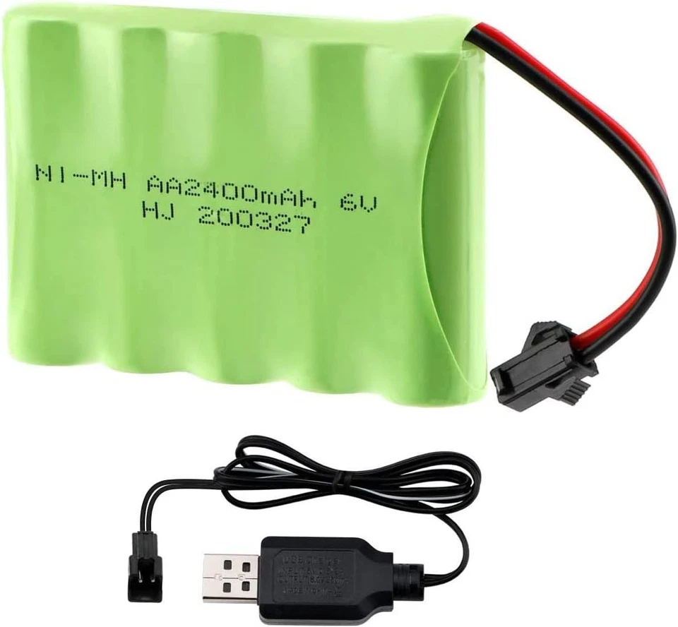 6v 2400mah Ni-mh Aa Akkus Sm-2p 2pin Stecker Mit Usb Ladegerät Für Rc Car Truck - Bild 3 von 4